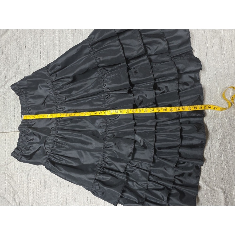 Regina Porter Black Tiered Ruffle  Midi Skirt Size  Large Party Preppy Neutral - Picture 6 of 13